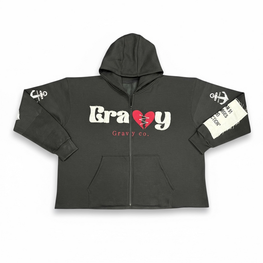 Gravynavy black zip up