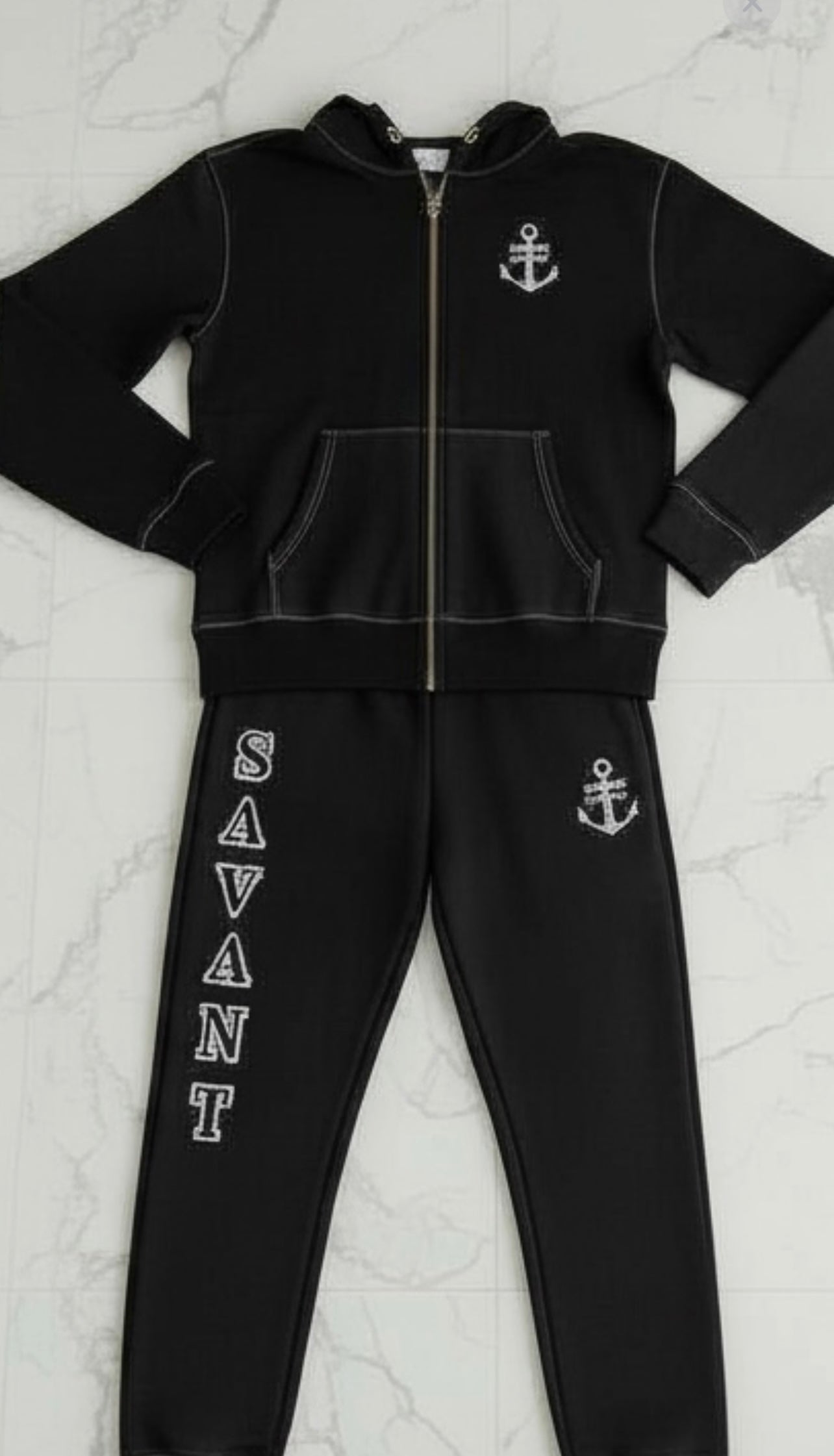 black savant jogging suit