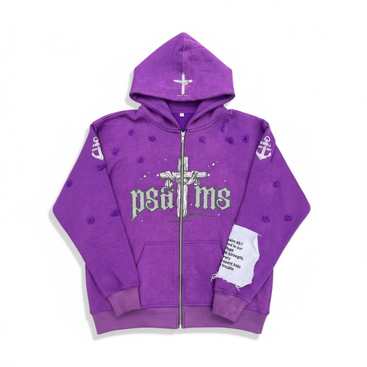 psalms collection purple washed zip up