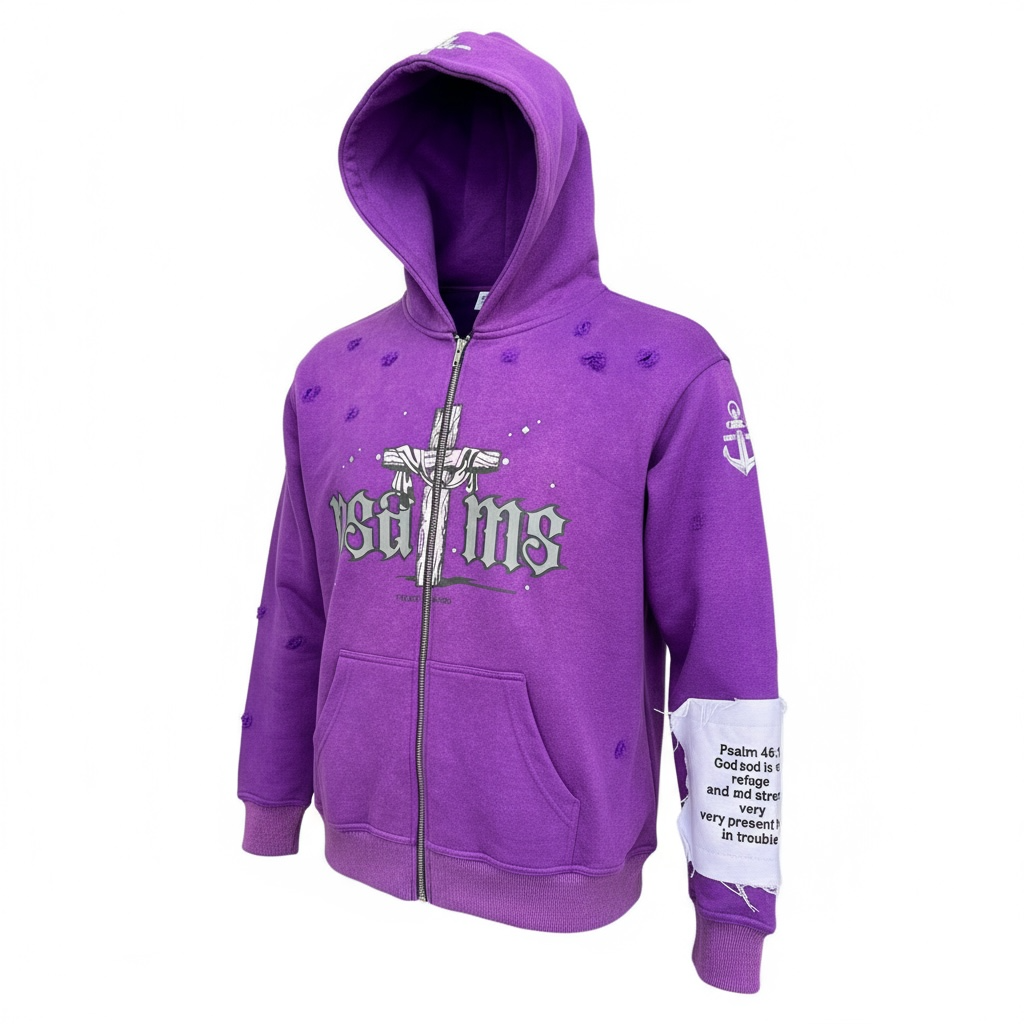 psalms collection purple washed zip up
