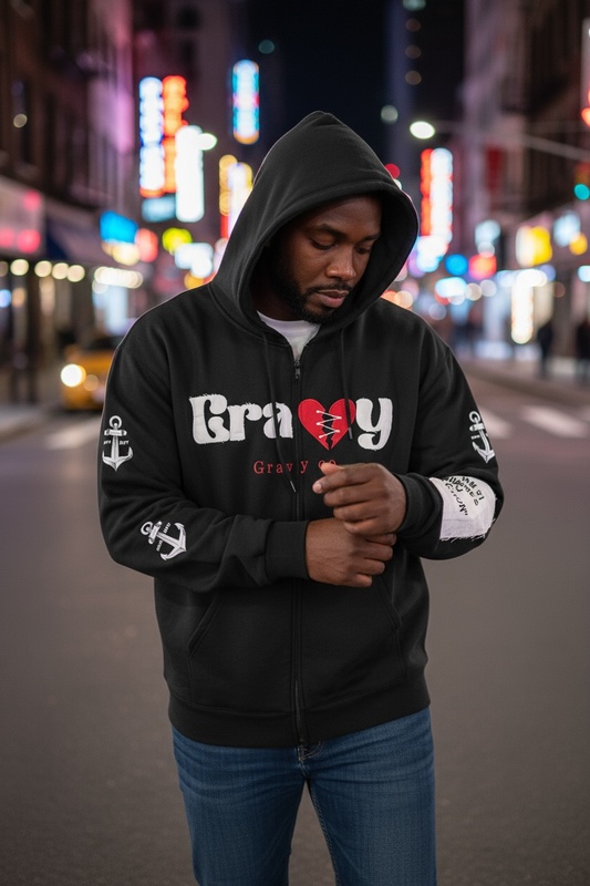 Gravynavy black zip up