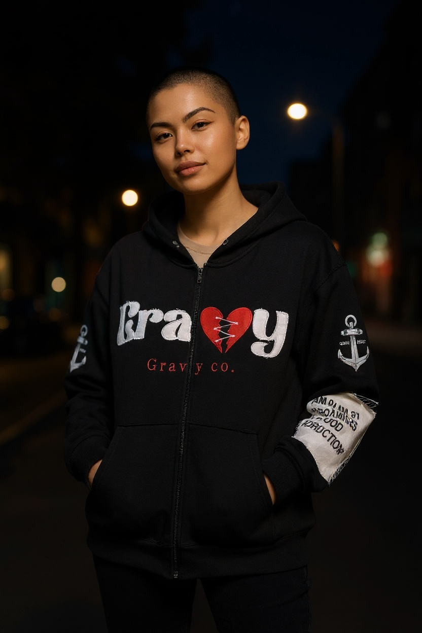 Gravynavy black zip up