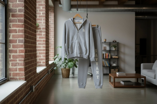 grey savant jogging suit