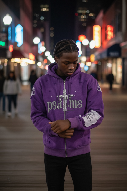 psalms collection purple washed zip up