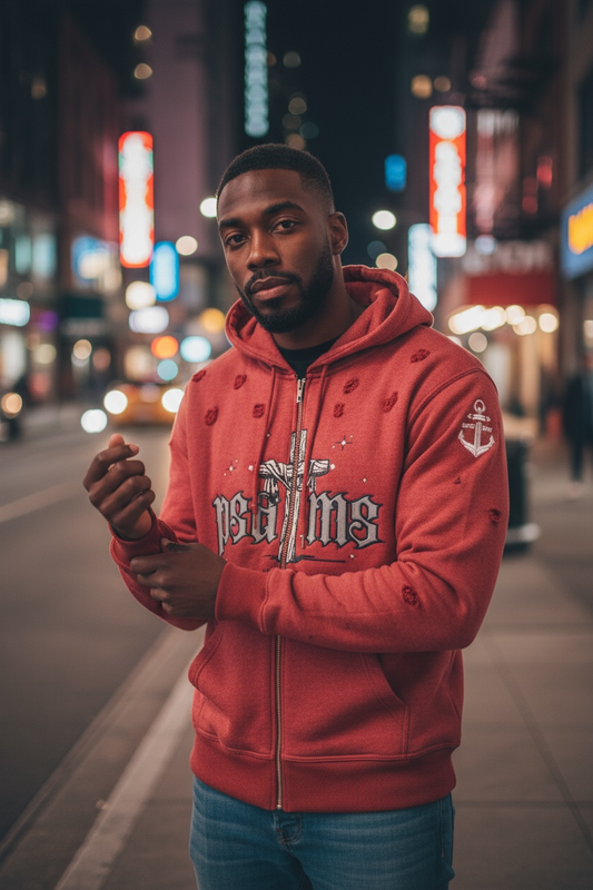 red psalms collection washed zipup